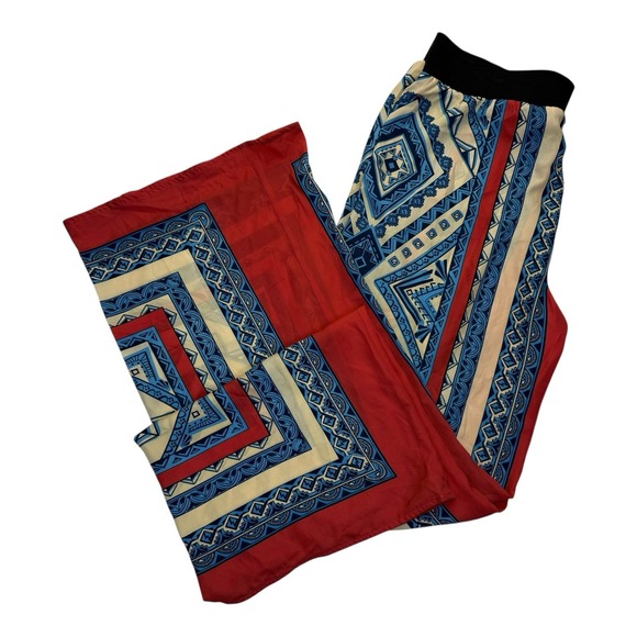 Jealous Tomato Women's High Waistband Wide Leg Palazzo Pants Flowy Red Multi M - Picture 2 of 6